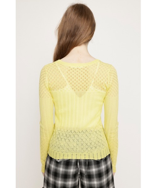 SLY（スライ）の「CROCHET SLANT BUTTON C/D クロシェ スラント ボタン カーディガン（カーディガン/ボレロ・レディース・ブラック/イエロー/ホワイト・FREE）」の4枚目の写真