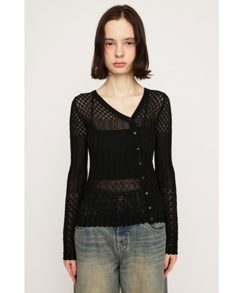 SLY（スライ）の「CROCHET SLANT BUTTON C/D クロシェ スラント ボタン カーディガン（カーディガン/ボレロ・レディース・ブラック/イエロー/ホワイト・FREE）」の12枚目の写真