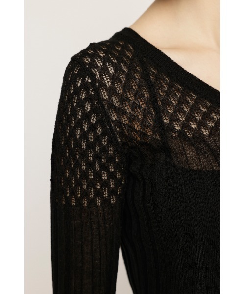 SLY（スライ）の「CROCHET SLANT BUTTON C/D クロシェ スラント ボタン カーディガン（カーディガン/ボレロ・レディース・ブラック/イエロー/ホワイト・FREE）」の15枚目の写真