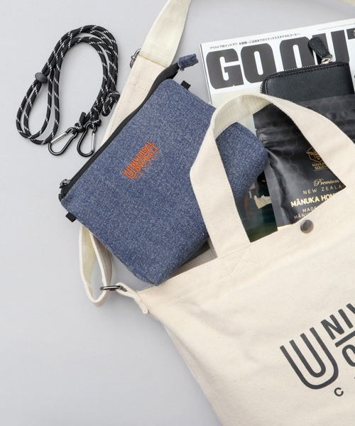 UNIVERSAL OVERALL(ユニバーサルオーバーオール)の「デニム サコッシュ型 ザイルコード ミニショルダーバッグ デルタサコッチ(ショルダーバッグ・メンズ・インディゴブルー/ライトインディゴブルー/ブラック・FREE)」の9枚目の写真