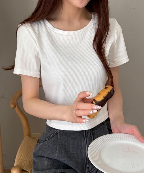 WEGO（ウィゴー）の「WEGO/コンパクトリブT（Tシャツ/カットソー・レディース・ブラック/オフホワイト/レッド・MEDIUM/SMALL）」の9枚目の写真