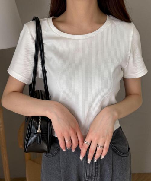 WEGO（ウィゴー）の「WEGO/コンパクトリブT（Tシャツ/カットソー・レディース・ブラック/オフホワイト/レッド・MEDIUM/SMALL）」の8枚目の写真