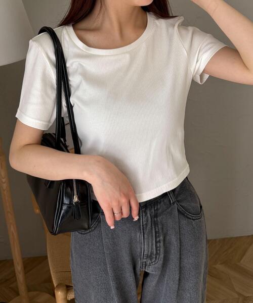 WEGO（ウィゴー）の「WEGO/コンパクトリブT（Tシャツ/カットソー・レディース・ブラック/オフホワイト/レッド・MEDIUM/SMALL）」の7枚目の写真