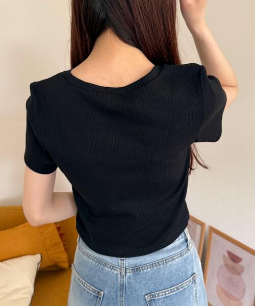 WEGO（ウィゴー）の「WEGO/コンパクトリブT（Tシャツ/カットソー・レディース・ブラック/オフホワイト/レッド・MEDIUM/SMALL）」の21枚目の写真