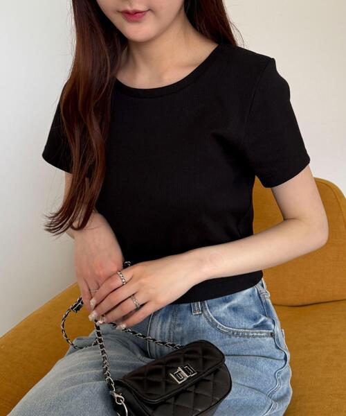 WEGO（ウィゴー）の「WEGO/コンパクトリブT（Tシャツ/カットソー・レディース・ブラック/オフホワイト/レッド・MEDIUM/SMALL）」の19枚目の写真