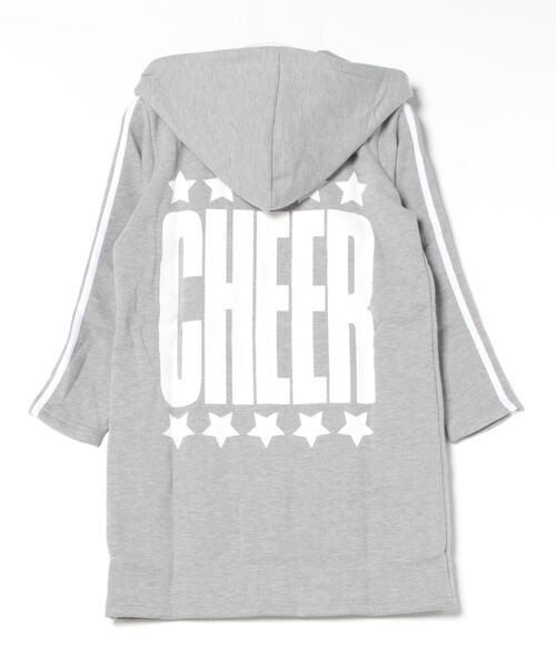 CHEER(チアー)の「バックプリント裏起毛ロングフードコーディガン(パーカー・レディース・グレー/ブラック・S/M/L)」の17枚目の写真