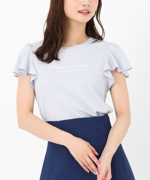 MISCH MASCH(ミッシュマッシュ)の「箔プリントフレア袖Tシャツ(Tシャツ/カットソー・レディース・レッド/ホワイト/ブルー/ブラック・フリ-)」の3枚目の写真