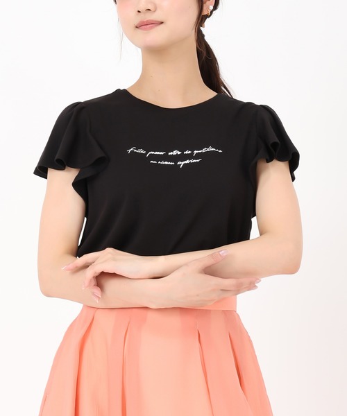 MISCH MASCH(ミッシュマッシュ)の「箔プリントフレア袖Tシャツ(Tシャツ/カットソー・レディース・レッド/ホワイト/ブルー/ブラック・フリ-)」の2枚目の写真