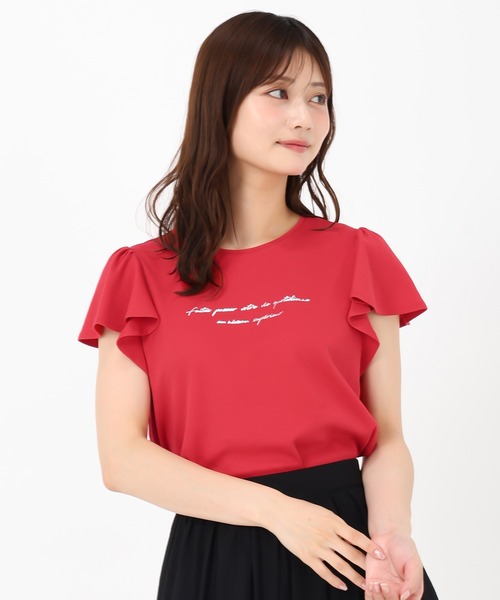 MISCH MASCH(ミッシュマッシュ)の「箔プリントフレア袖Tシャツ(Tシャツ/カットソー・レディース・レッド/ホワイト/ブルー/ブラック・フリ-)」の8枚目の写真