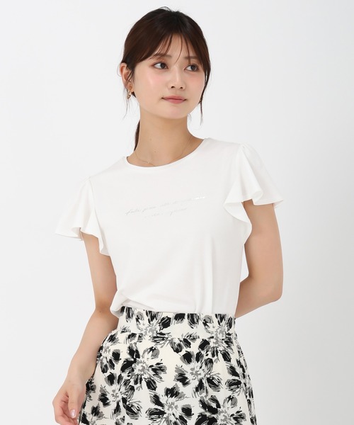 MISCH MASCH(ミッシュマッシュ)の「箔プリントフレア袖Tシャツ(Tシャツ/カットソー・レディース・レッド/ホワイト/ブルー/ブラック・フリ-)」の11枚目の写真