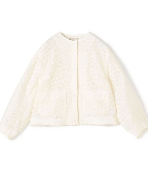 アリッサムカットジャカード クルーネックジャケット（ノーカラー