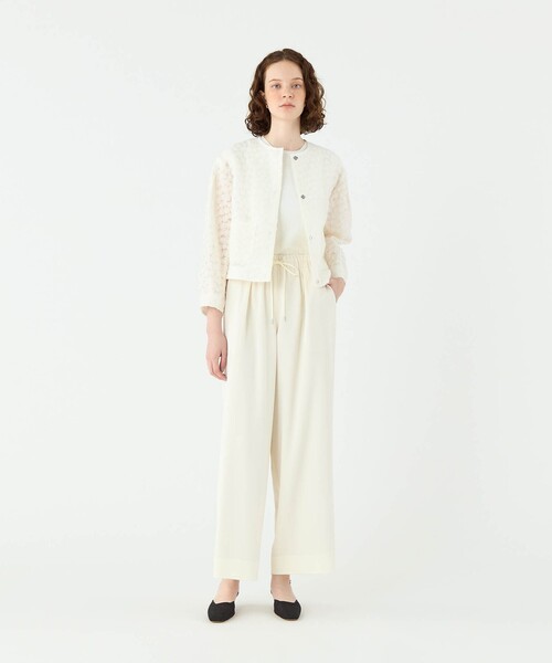 アリッサムカットジャカード クルーネックジャケット（ノーカラー