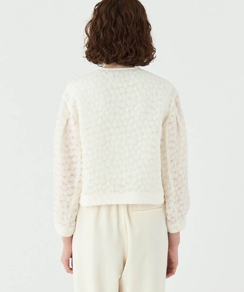 BALLSEY（ボールジィ）の「アリッサムカットジャカード クルーネックジャケット（ノーカラージャケット・レディース・ホワイト/イエロー・36）」の7枚目の写真