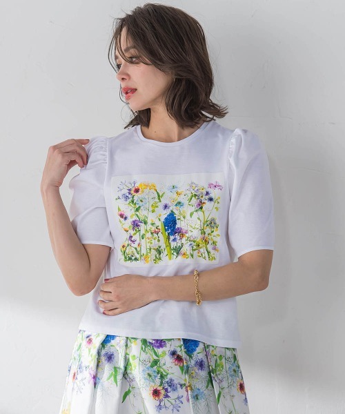 Viaggio Blu(ビアッジョブルー)の「フラワープリントTシャツ≪洗濯機で洗える≫(Tシャツ/カットソー・レディース・ブルー系その他/ピンク系その他・M/S/L)」の4枚目の写真