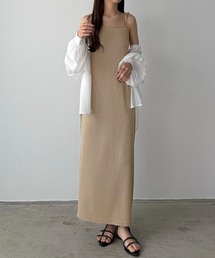 【取り外し可能カップ付き】バッククロスリブキャミワンピース[高身長サイズMT/低身長サイズS有り]