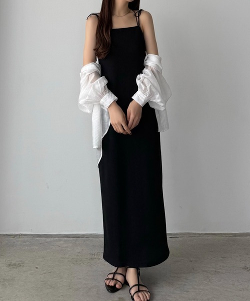 callautia（カラウティア）の「【取り外し可能カップ付き】バッククロスリブキャミワンピース[高身長サイズMT/低身長サイズS有り]（ワンピース・レディース・チャコール/ブラック/ベージュ・LARGE/MEDIUM/MT/SMALL）」の7枚目の写真