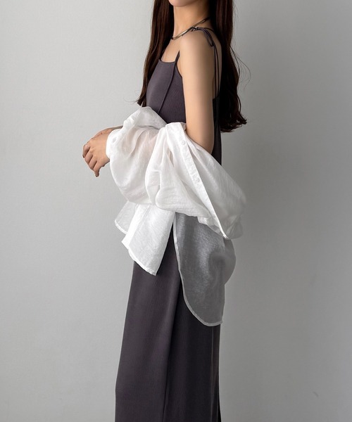 callautia（カラウティア）の「【取り外し可能カップ付き】バッククロスリブキャミワンピース[高身長サイズMT/低身長サイズS有り]（ワンピース・レディース・チャコール/ブラック/ベージュ・LARGE/MEDIUM/MT/SMALL）」の13枚目の写真