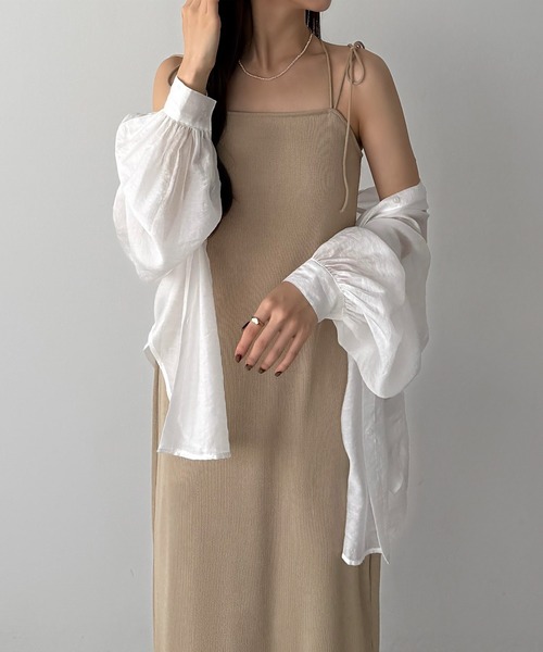 callautia（カラウティア）の「【取り外し可能カップ付き】バッククロスリブキャミワンピース[高身長サイズMT/低身長サイズS有り]（ワンピース・レディース・チャコール/ブラック/ベージュ・LARGE/MEDIUM/MT/SMALL）」の16枚目の写真