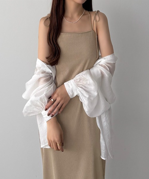 callautia（カラウティア）の「【取り外し可能カップ付き】バッククロスリブキャミワンピース[高身長サイズMT/低身長サイズS有り]（ワンピース・レディース・チャコール/ブラック/ベージュ・LARGE/MEDIUM/MT/SMALL）」の18枚目の写真