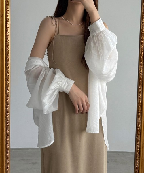 callautia（カラウティア）の「【取り外し可能カップ付き】バッククロスリブキャミワンピース[高身長サイズMT/低身長サイズS有り]（ワンピース・レディース・チャコール/ブラック/ベージュ・LARGE/MEDIUM/MT/SMALL）」の19枚目の写真