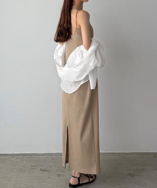 callautia（カラウティア）の「【取り外し可能カップ付き】バッククロスリブキャミワンピース[高身長サイズMT/低身長サイズS有り]（ワンピース・レディース・チャコール/ブラック/ベージュ・LARGE/MEDIUM/MT/SMALL）」の21枚目の写真