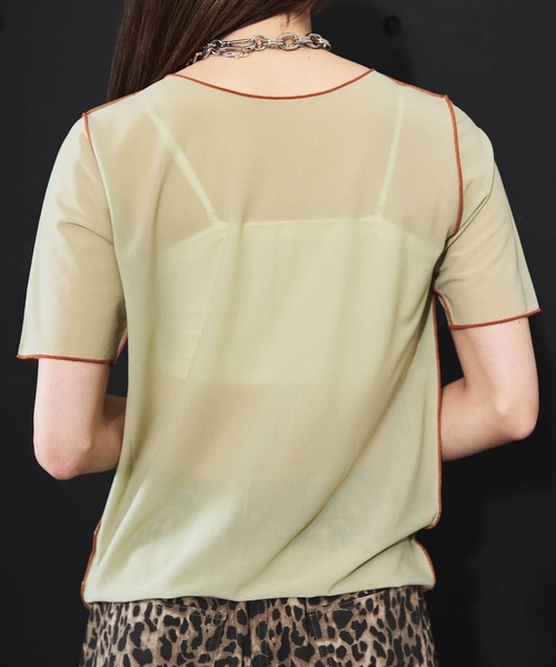 DIP IN CHOCOLATE(ディップインチョコレート)の「パイピングシアーカットソー【DIP IN CHOCOLATE】(Tシャツ/カットソー・レディース・ブラック/グリーン/グレー・F)」の17枚目の写真