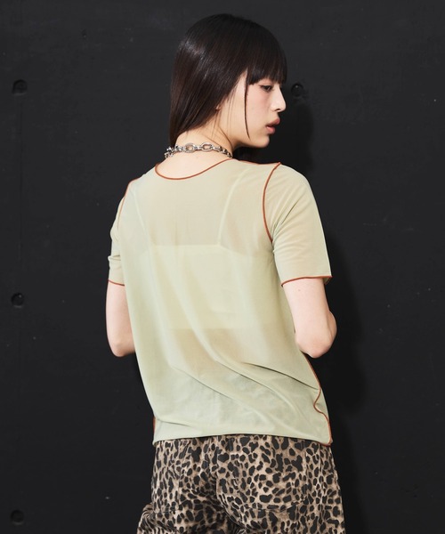DIP IN CHOCOLATE(ディップインチョコレート)の「パイピングシアーカットソー【DIP IN CHOCOLATE】(Tシャツ/カットソー・レディース・ブラック/グリーン/グレー・F)」の20枚目の写真