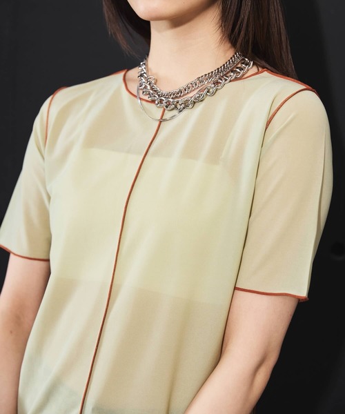 DIP IN CHOCOLATE(ディップインチョコレート)の「パイピングシアーカットソー【DIP IN CHOCOLATE】(Tシャツ/カットソー・レディース・ブラック/グリーン/グレー・F)」の19枚目の写真