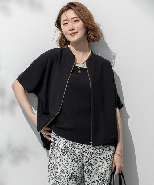 極美品♪ルーニィ◆近年モデル　ストレッチナイロンブルゾン　ボリュームスリーブ ストレッチジョーゼット フレンチスリーブ ブルゾン – &DROBE
