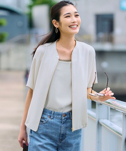 極美品♪ルーニィ◆近年モデル　ストレッチナイロンブルゾン　ボリュームスリーブ 一部店舗限定/吸水速乾/UVカット/接触冷感】ストレッチジョー