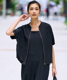 23区（ニジュウサンク）の「【一部店舗限定/吸水速乾/UVカット/接触冷感】ストレッチジョーゼット フレンチスリーブ ブルゾン（ブルゾン）」