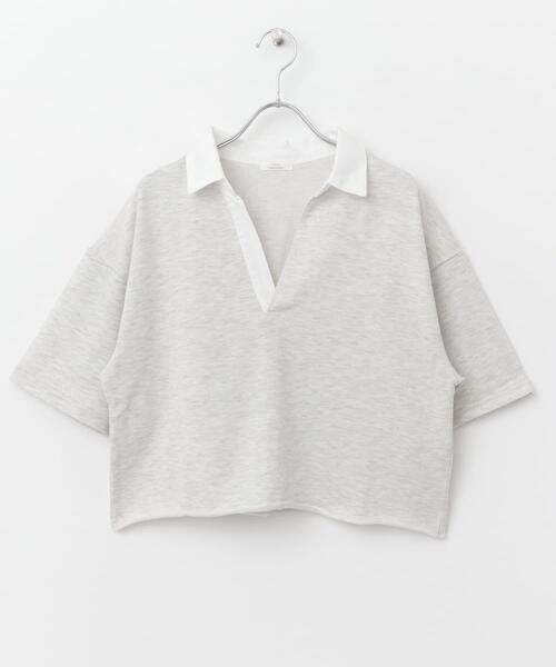 ITEMS URBANRESEARCH（アイテムズ アーバンリサーチ）の「ミニ裏毛スキッパーポロ（ポロシャツ・レディース・ブラウン/グレー・FREE）」の8枚目の写真