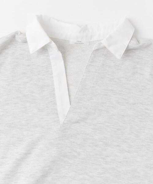 ITEMS URBANRESEARCH（アイテムズ アーバンリサーチ）の「ミニ裏毛スキッパーポロ（ポロシャツ・レディース・ブラウン/グレー・FREE）」の9枚目の写真