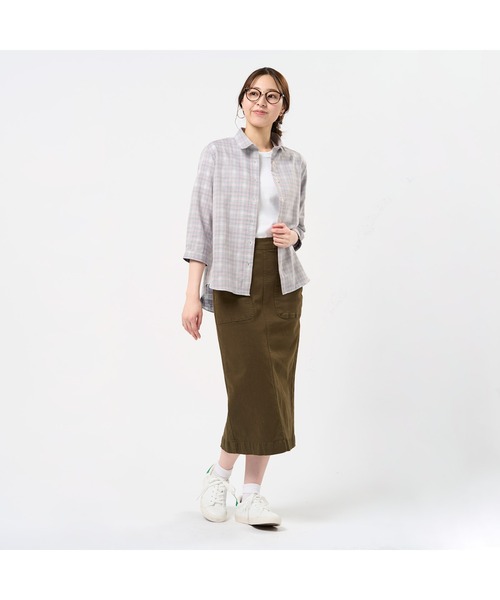 TOKYO SHIRTS(トウキョウシャツ)の「【Pitta Re:)】ふわっとガーゼシャツ 七分袖 綿100% レディースカジュアルシャツ(シャツ/ブラウス・レディース・オレンジ・S/M/L/LL)」の6枚目の写真