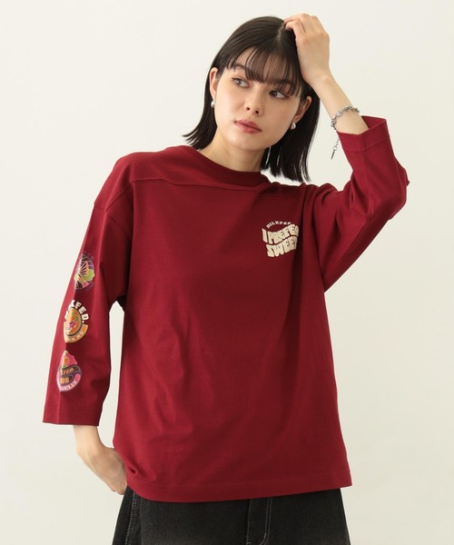 MILKFED.（ミルクフェド）の「70S LOGO THREE QUARTER SLEEVE TOP（Tシャツ/カットソー・レディース・ホワイト/バーガンディー/チャコール・ONE SIZE）」の3枚目の写真