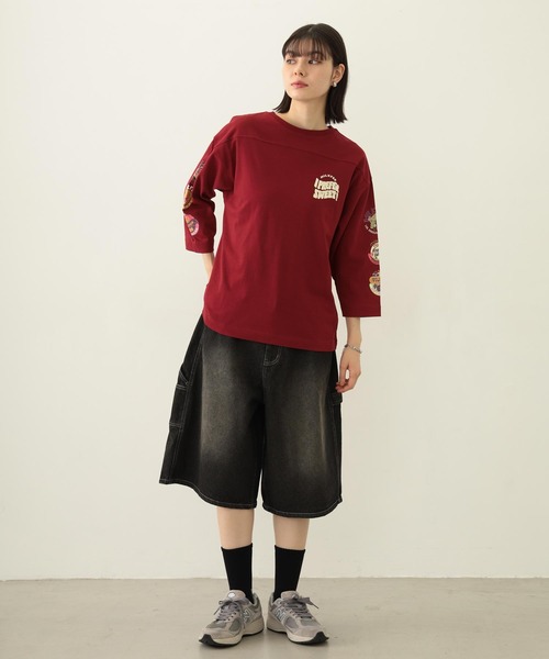 MILKFED.（ミルクフェド）の「70S LOGO THREE QUARTER SLEEVE TOP（Tシャツ/カットソー・レディース・ホワイト/バーガンディー/チャコール・ONE SIZE）」の6枚目の写真