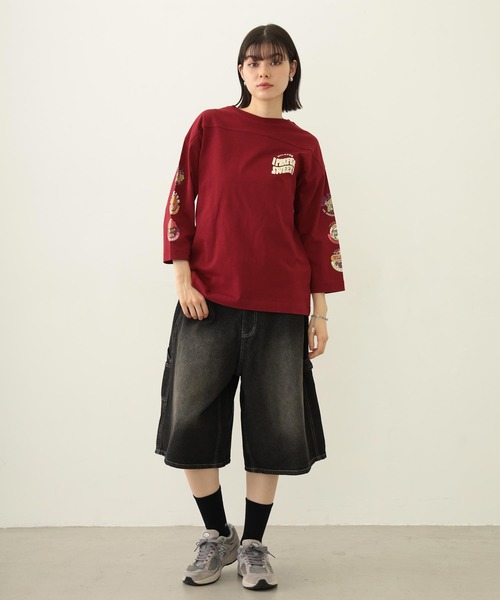 MILKFED.（ミルクフェド）の「70S LOGO THREE QUARTER SLEEVE TOP（Tシャツ/カットソー・レディース・ホワイト/バーガンディー/チャコール・ONE SIZE）」の7枚目の写真