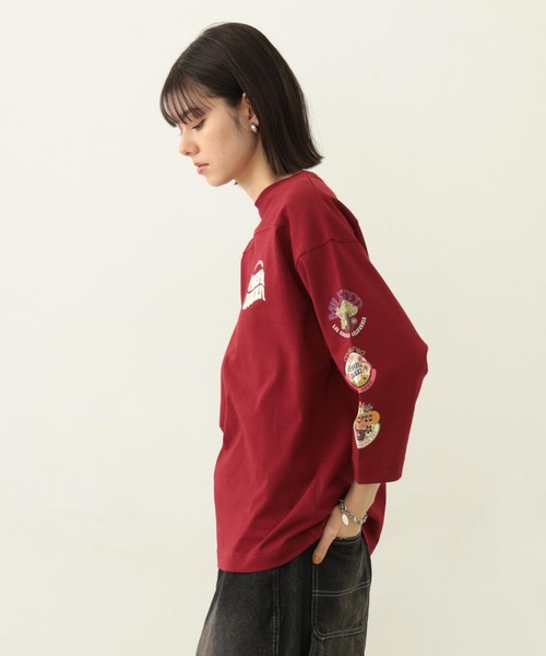 MILKFED.（ミルクフェド）の「70S LOGO THREE QUARTER SLEEVE TOP（Tシャツ/カットソー・レディース・ホワイト/バーガンディー/チャコール・ONE SIZE）」の4枚目の写真