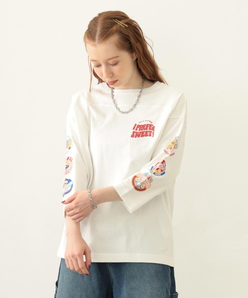 MILKFED.（ミルクフェド）の「70S LOGO THREE QUARTER SLEEVE TOP（Tシャツ/カットソー・レディース・ホワイト/バーガンディー/チャコール・ONE SIZE）」の20枚目の写真