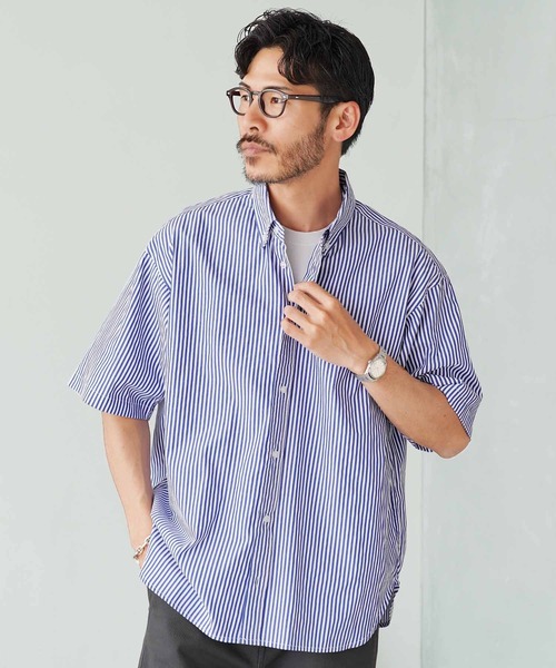 jiggys shop（ジギーズショップ）の「ビックシルエット ストライプ ボタンダウン 半袖シャツ（シャツ/ブラウス・メンズ・グレー系その他/ブルー系その他/ブルー系その他2・MEDIUM/LARGE/X-LARGE）」の3枚目の写真