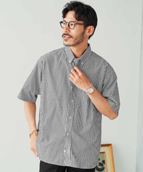 jiggys shop（ジギーズショップ）の「ビックシルエット ストライプ ボタンダウン 半袖シャツ（シャツ/ブラウス・メンズ・グレー系その他/ブルー系その他/ブルー系その他2・MEDIUM/LARGE/X-LARGE）」の10枚目の写真