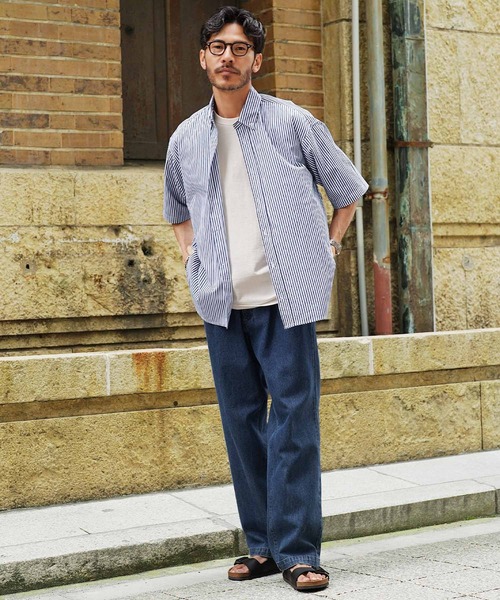 jiggys shop（ジギーズショップ）の「ビックシルエット ストライプ ボタンダウン 半袖シャツ（シャツ/ブラウス・メンズ・グレー系その他/ブルー系その他/ブルー系その他2・MEDIUM/LARGE/X-LARGE）」の12枚目の写真