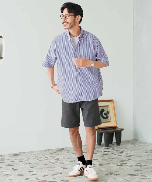 jiggys shop（ジギーズショップ）の「ビックシルエット ストライプ ボタンダウン 半袖シャツ（シャツ/ブラウス・メンズ・グレー系その他/ブルー系その他/ブルー系その他2・MEDIUM/LARGE/X-LARGE）」の15枚目の写真