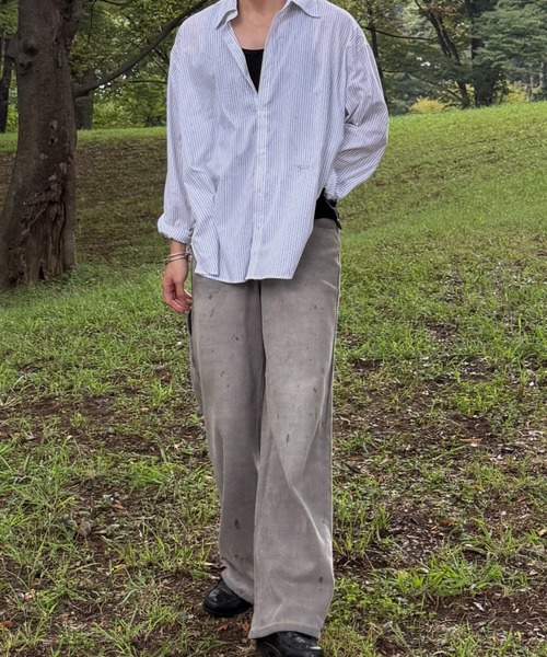 THE CLE（ザクレ）の「OVERSIZED STRIPED SHIRT / オーバーサイズストライプシャツ【オーバーサイズ】【ストライプ】 シャツ トップス メンズ（シャツ/ブラウス・メンズ・ホワイト/ブルー・SMALL/MEDIUM/LARGE）」の12枚目の写真