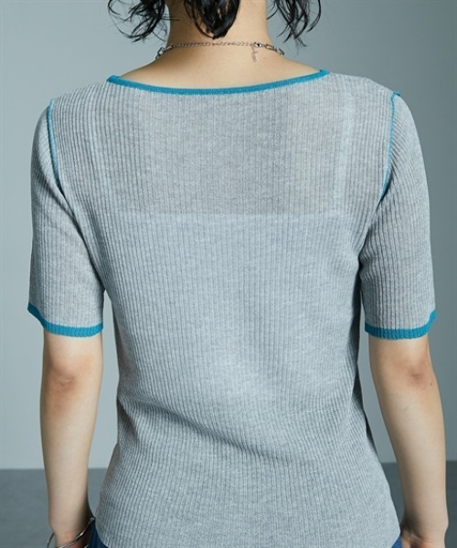 Soiunique（スワユニーク）の「麻タッチ配色デザインクルーネックトップス ［Soiunique］（Tシャツ/カットソー・レディース・アイボリー/杢グレー/チャコール・FREE）」の18枚目の写真