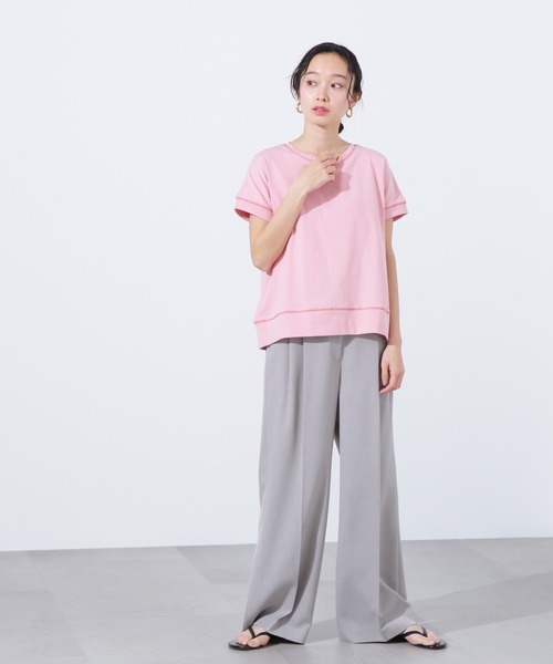 N.（N. Natural Beauty Basic）（エヌエヌナチュラルビューティーベーシック）の「ステッチ半袖Tシャツ（Tシャツ/カットソー・レディース・ピンク/レッド/チャコールグレー・MEDIUM）」の12枚目の写真
