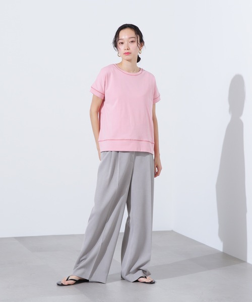 N.（N. Natural Beauty Basic）（エヌエヌナチュラルビューティーベーシック）の「ステッチ半袖Tシャツ（Tシャツ/カットソー・レディース・ピンク/レッド/チャコールグレー・MEDIUM）」の15枚目の写真