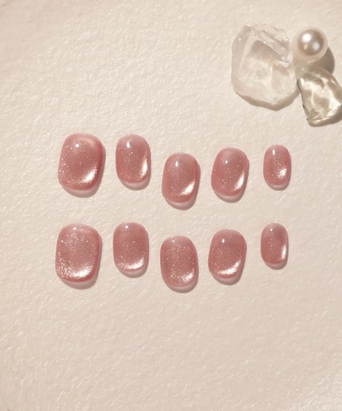 Anail（エーネイル）の「3D水光ネイルピンクシンプルワンカラーマグネットショートオーバルネイルチップ（ネイルシール/ネイルチップ・レディース・ピンク・SMALL/MEDIUM/LARGE）」の9枚目の写真