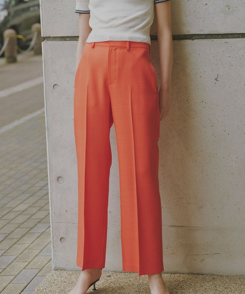 ESTNATIONエストネーション パンツ　赤36 新品未使用 セール】ESTNATION / オックスストレート パッチポケット パンツ