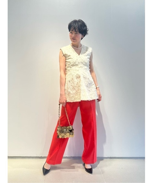 ESTNATIONエストネーション パンツ　赤36 新品未使用 セール】ESTNATION / オックスストレート パッチポケット パンツ